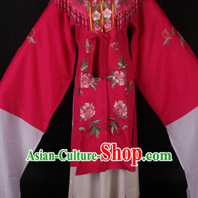 Traditional Chinese Shaoxing Opera Embroidered Rosy Dress Ancient Peking Opera Diva Costume for Women