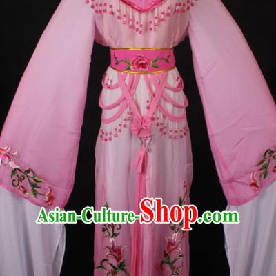 Traditional Chinese Shaoxing Opera Princess Embroidered Pink Dress Ancient Peking Opera Diva Costume for Women
