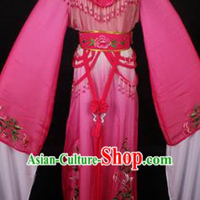 Traditional Chinese Shaoxing Opera Princess Embroidered Rosy Dress Ancient Peking Opera Diva Costume for Women