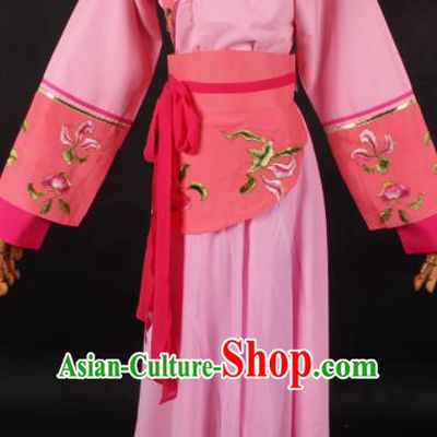Chinese Traditional Shaoxing Opera Maidservant Pink Dress Ancient Peking Opera Servant Girl Costume for Women
