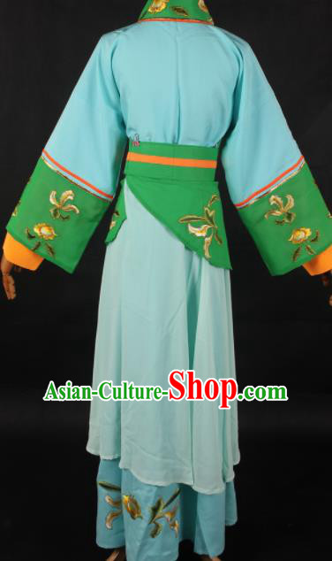 Chinese Traditional Shaoxing Opera Blue Dress Ancient Peking Opera Maidservant Costume for Women Chinese Traditional Shaoxing Opera Blue Dress Ancient Peking Opera Maidservant Costume for Women