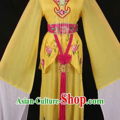 Chinese Traditional Shaoxing Opera A Dream in Red Mansions Yellow Dress Ancient Peking Opera Maidservant Costume for Women