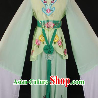 Chinese Traditional Shaoxing Opera A Dream in Red Mansions Green Dress Ancient Peking Opera Maidservant Costume for Women