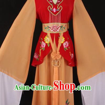 Chinese Traditional Shaoxing Opera A Dream in Red Mansions Orange Dress Ancient Peking Opera Maidservant Costume for Women