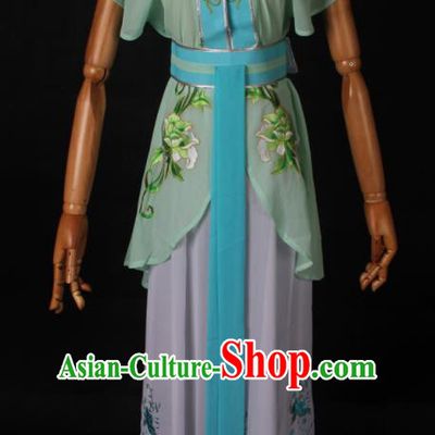 Traditional Chinese Shaoxing Opera Maidservant Light Green Dress Ancient Peking Opera Poor Lady Costume for Women