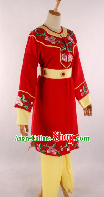 Traditional Chinese Shaoxing Opera Livehand Red Clothing Ancient Servant Costume for Men Traditional Chinese Shaoxing Opera Livehand Red Clothing Ancient Servant Costume for Men
