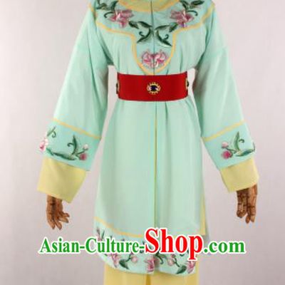 Traditional Chinese Shaoxing Opera Livehand Green Clothing Ancient Servant Costume for Men