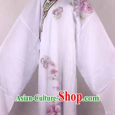 Traditional Chinese Shaoxing Opera Niche Printing White Robe Ancient Gifted Scholar Costume for Men