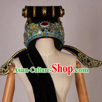 Traditional Chinese Shaoxing Opera Niche Black Hat Ancient Scholar Headwear for Men