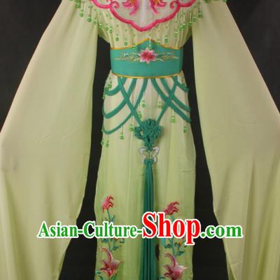 Traditional Chinese Shaoxing Opera Peri Princess Green Dress Ancient Peking Opera Diva Costume for Women