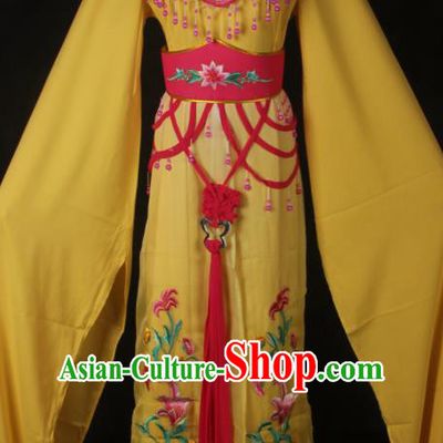 Traditional Chinese Shaoxing Opera Peri Princess Yellow Dress Ancient Peking Opera Diva Costume for Women
