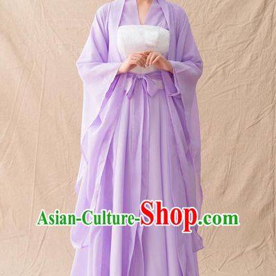 Chinese Ancient Drama Peri Goddess Purple Hanfu Dress Traditional Han Dynasty Court Princess Replica Costumes for Women