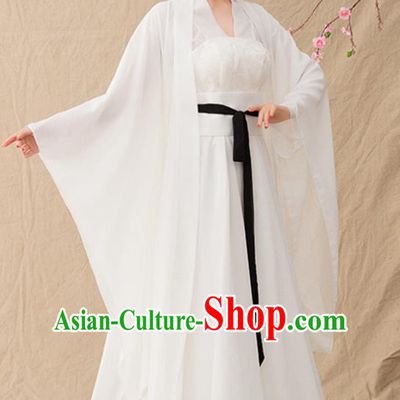 Chinese Ancient Drama Princess Goddess White Hanfu Dress Traditional Tang Dynasty Imperial Consort Replica Costumes for Women