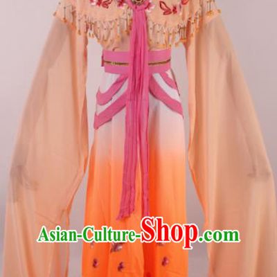 Chinese Traditional Shaoxing Opera Seven Fairies Orange Dress Ancient Peking Opera Actress Costume for Women