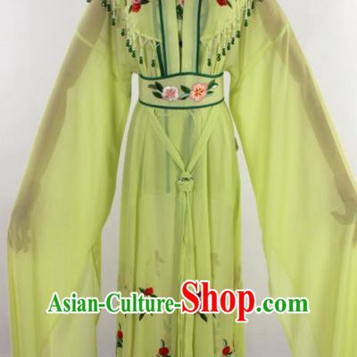 Chinese Traditional Shaoxing Opera Diva Goddess Greenyellow Dress Ancient Peking Opera Actress Costume for Women