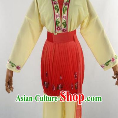 Chinese Traditional Beijing Opera Servant Girl Yellow Clothing Ancient Peking Opera Young Lady Costume for Women