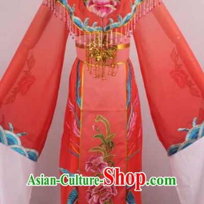 Chinese Beijing Opera Queen Orange Dress Ancient Traditional Peking Opera Actress Costume for Women