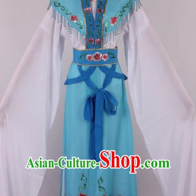 Chinese Traditional Beijing Opera Actress Princess Blue Dress Ancient Peking Opera Diva Costume for Women