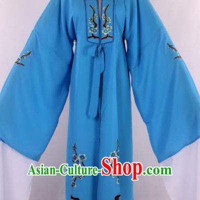 Traditional Chinese Shaoxing Opera Niche Embroidered Plum Blue Robe Ancient Scholar Nobility Childe Costume for Men