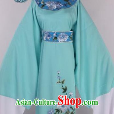 Traditional Chinese Shaoxing Opera Gifted Scholar Green Robe Ancient Childe Costume and Hat for Men