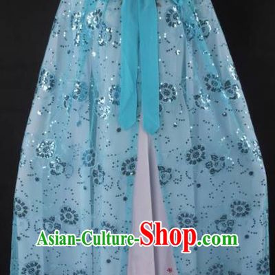 Professional Chinese Beijing Opera Swordswoman Blue Cloak Ancient Traditional Peking Opera Diva Costume for Women