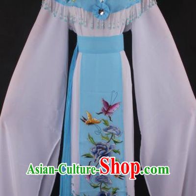 Professional Chinese Beijing Opera Princess Blue Dress Ancient Traditional Peking Opera Diva Costume for Women