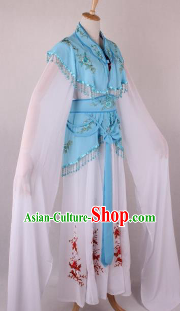 Professional Chinese Beijing Opera Court Lady Blue Dress Ancient Traditional Peking Opera Costume for Women