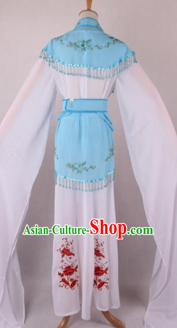 Professional Chinese Beijing Opera Court Lady Blue Dress Ancient Traditional Peking Opera Costume for Women