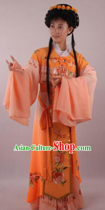 Professional Chinese Beijing Opera Rich Lady Orange Dress Ancient Traditional Peking Opera Diva Costume for Women Professional Chinese Beijing Opera Rich Lady Orange Dress Ancient Traditional Peking Opera Diva Costume for Women