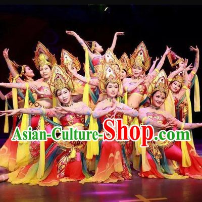 Traditional Chinese Classical Dance Flying Apsaras Costume Beautiful Dance Red Dress for Women
