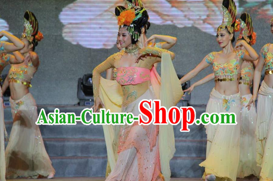 Traditional Chinese Classical Dance Flying Apsaras Costume Beautiful Dance Fei Tian Wu Dress for Women Traditional Chinese Classical Dance Flying Apsaras Costume Beautiful Dance Fei Tian Wu Dress for Women