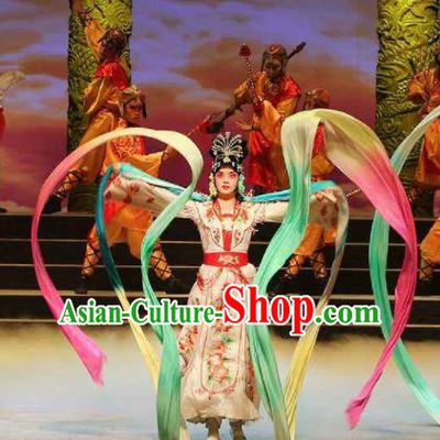 Traditional Chinese Classical Dance Guo Se Tian Xiang Costume Beautiful Dance Colorful Ribbon Dress for Women