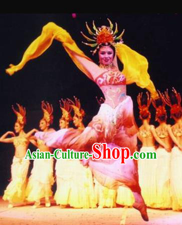Traditional Chinese Classical Dance Guo Se Tian Xiang Costume Tang Dynasty Court Beautiful Dance Dress for Women