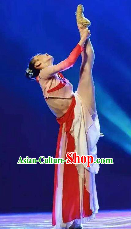 Traditional Chinese Classical Dance Kong Que Dong Nan Fei Costume Drama Stage Show Beautiful Dance Red Dress for Women