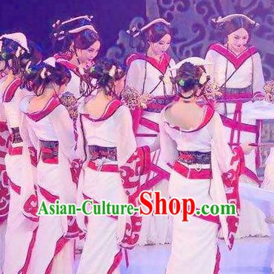 Traditional Chinese Classical Dance Confucius Costume Court Drama Stage Show Beautiful Dance White Dress for Women