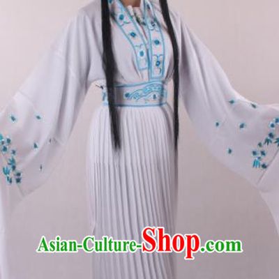 Professional Chinese Shaoxing Opera Princess White Dress Ancient Traditional Peking Opera Young Lady Costume for Women