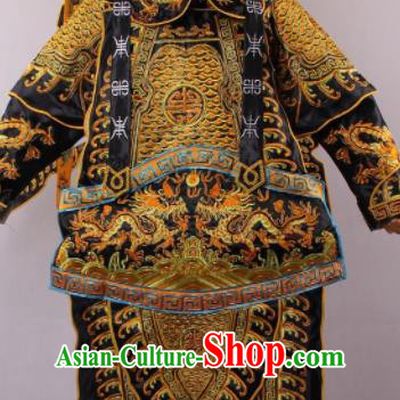 Chinese Shaoxing Opera Takefu Black Clothing Traditional Ancient General Da Kao Costume for Men