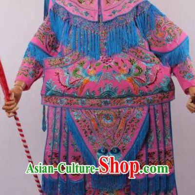 Professional Chinese Shaoxing Opera Female General Pink Da Kao Ancient Traditional Peking Opera Hua Mulan Costume for Women