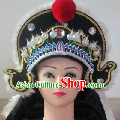 Traditional Chinese Shaoxing Opera Takefu Black Hat Ancient Warrior Helmet Headwear for Men
