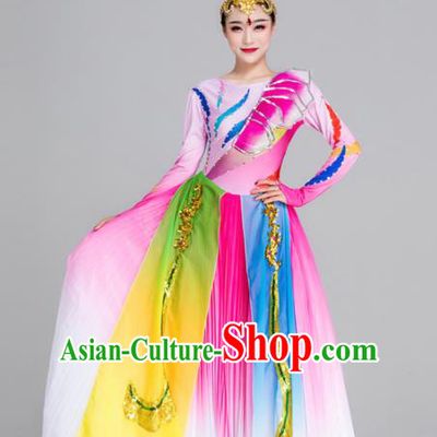 Traditional Chinese Spring Festival Gala Dance Chorus Pink Dress Stage Show Opening Dance Costume for Women