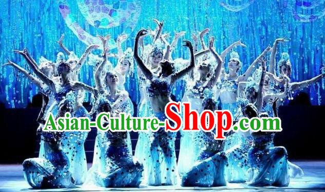 Traditional Chinese Classical Dance Competition Peacock Dance Shui Zhi Ling Costume Stage Show Beautiful Dance Dress for Women