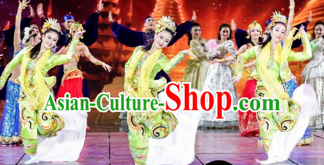 Traditional Chinese Classical Dance Competition Costume Stage Show Si Lu Ni Shang Beautiful Dance Dress for Women