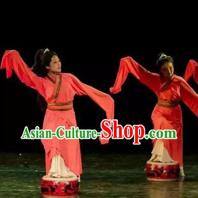 Chinese Beautiful Dance Xiang He Ge Costume Traditional Water Sleeve Dance Classical Dance Competition Dress for Women