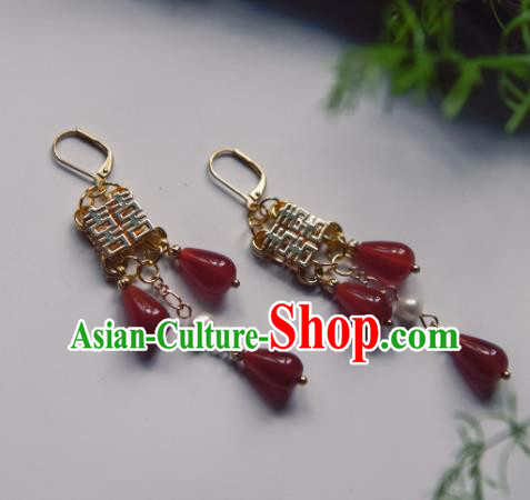 Chinese Ancient Princess Wedding Ear Accessories Traditional Hanfu Earrings for Women Chinese Ancient Princess Wedding Ear Accessories Traditional Hanfu Earrings for Women