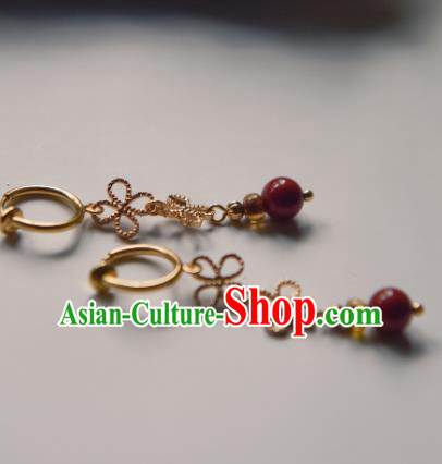 Chinese Ancient Princess Red Bead Ear Accessories Traditional Hanfu Earrings for Women Chinese Ancient Princess Red Bead Ear Accessories Traditional Hanfu Earrings for Women