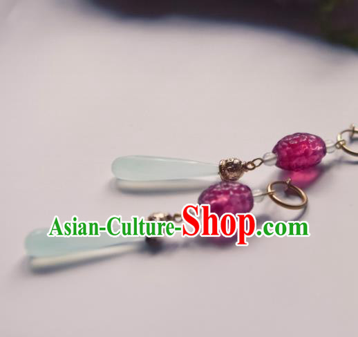Chinese Ancient Princess Purple Crystal Ear Accessories Traditional Hanfu Earrings for Women Chinese Ancient Princess Purple Crystal Ear Accessories Traditional Hanfu Earrings for Women
