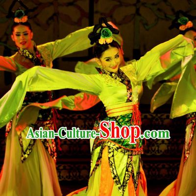 Chinese Beautiful Dance Classical Dance Competition Ta Ge Costume Traditional Stage Show Green Dress for Women