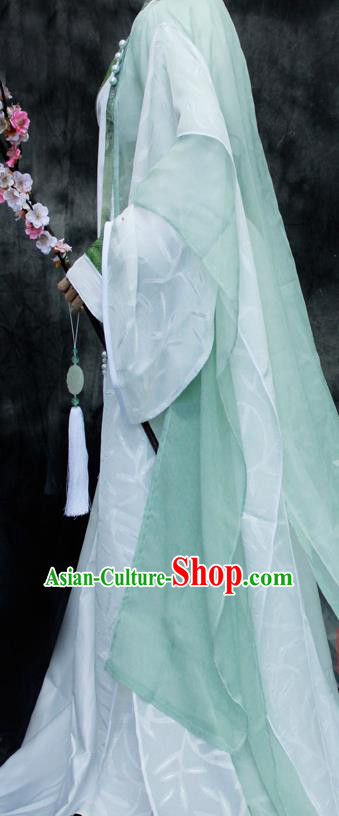 Traditional Chinese Cosplay Swordsman Green Costume Ancient Royal Highness Hanfu Clothing for Men