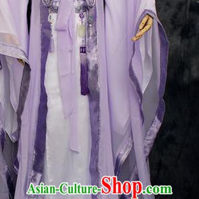Traditional Chinese Cosplay Swordsman Lilac Costume Ancient Royal Highness Hanfu Clothing for Men