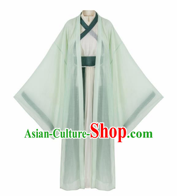 Traditional Chinese Jin Dynasty Swordswoman Historical Costume Ancient Court Princess Green Hanfu Dress for Women Traditional Chinese Jin Dynasty Swordswoman Historical Costume Ancient Court Princess Green Hanfu Dress for Women
